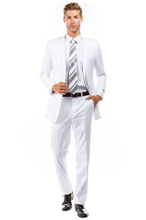 Mens Slim Fit Wedding Suit in White from Tazio Suits