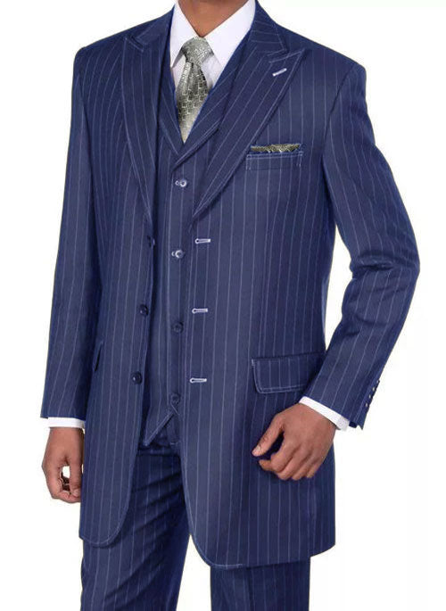 Mens Olive Green Pinstripe Zoot Suit – 1920s Gangster Vintage 3-Piece Suit for Formal and Themed Events