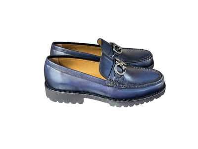 P042 Newport- Navy Buckle Loafer