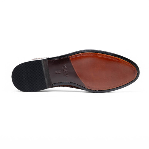 Zelli Nicola Handwoven Italian Calfskin Penny Loafers in Cognac