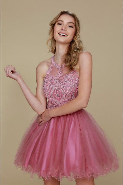 Nox Anabel B652 Halter Neckline A-Line Dress β Elegant Style for Every Occasion - Dress