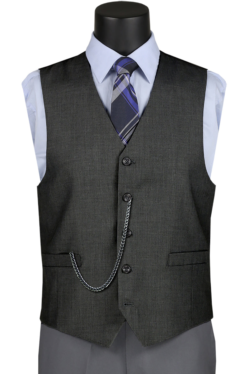 Grey Men's Suit Vest - Basic Style for Formal Wear by Vinci