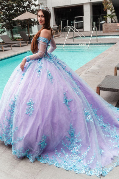 Off Shoulder Long Sleeve Ball Gown by GLS Gloria GL3503