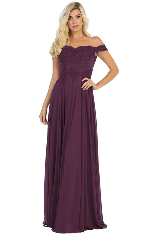 Long Evening Gown Embroidered Off Shoulder Gown & Plus Size MQ1644