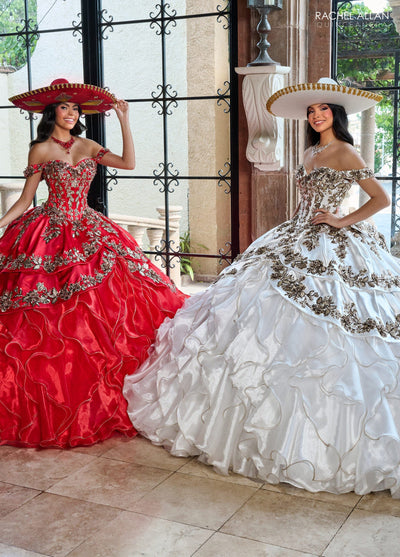 Off-Shoulder Quinceañera Dress with Embroidery Detachable Jacket by Rachel Allan RQ5001
