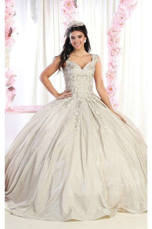 Glittery QuinceaƱera Ball Gown - CHAMPAGNE / 4