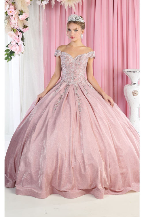 Glittery QuinceaƱera Ball Gown - DUSTY ROSE / 4