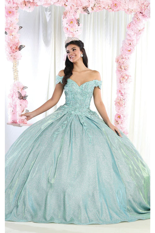 Glittery QuinceaƱera Ball Gown - SAGE / 4