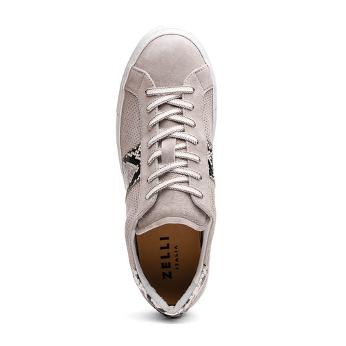 Zelli Olympias Python and Sueded Goatskin Luxury Sneakers in Grey