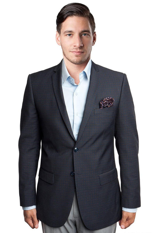 | Style: 14601
Tazio Men's Micro Check Sports Coat, Black & Blue | 14601 - USA Men's Outlet