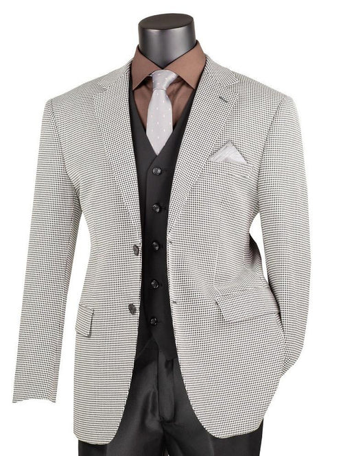Men’s Black and White Houndstooth Blazer Jacket, Classic Formal Sport Coat for Business, Wedding and Dress Wear