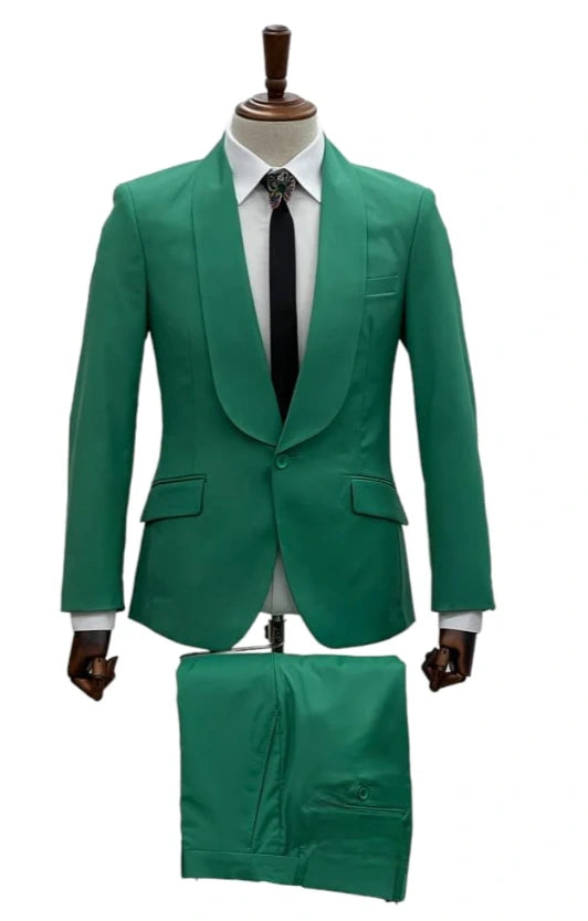 Men’s Augusta Green Emerald Light Green Suit – Slim Fit 2 Piece Formal Suit for Wedding, Prom and Evening Events – SuitUSA