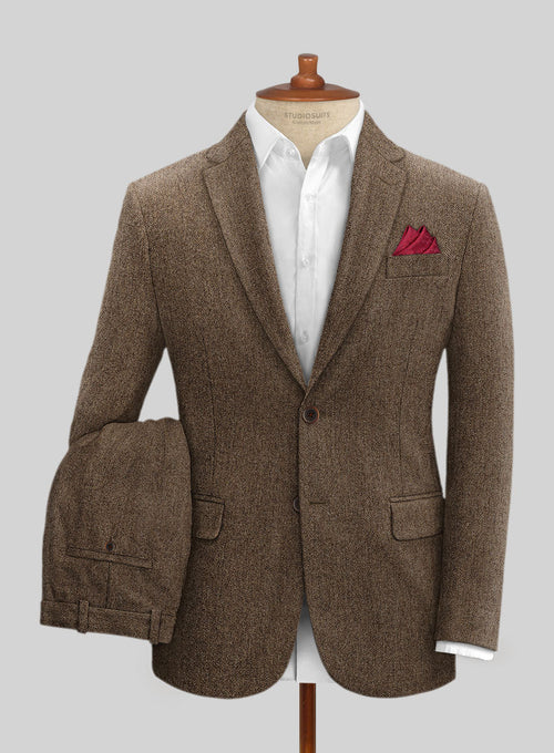 Men’s Brown Herringbone Tweed Groom Suit – Country Wedding & Rustic Wedding Suit