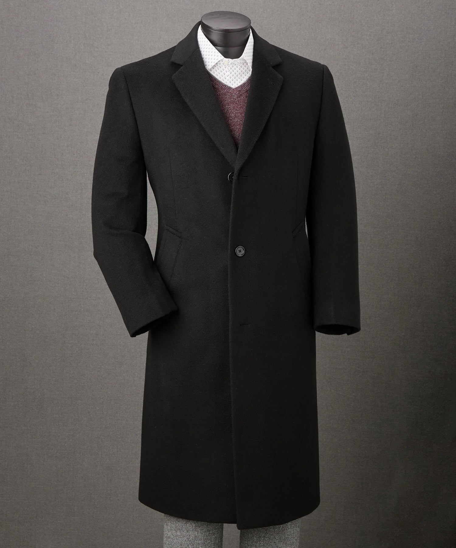 Menās Big and Tall Black Cashmere Overcoat ā Full-Length Winter Dress Coat for Business and Formal Wear