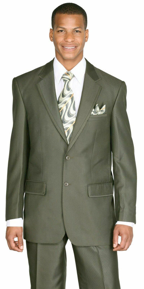 Men’s Olive Green Tuxedo With Trim Collar – Formal Wedding, Prom Suit Modern Fit