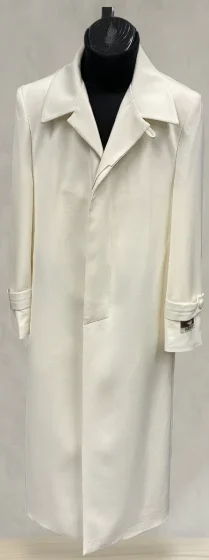 Mens Off-White Long Trench Coat β Overcoat with Classic Clean Design Duster Maxi Coat in Ivory Color