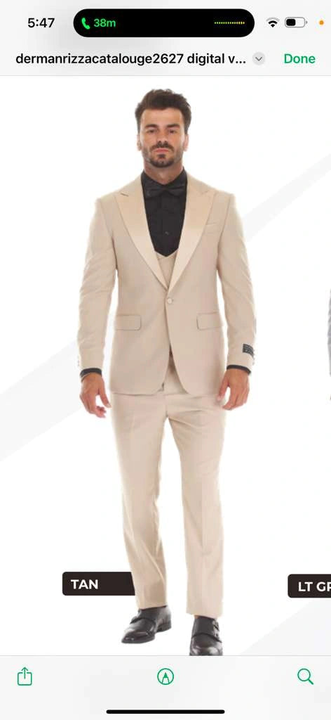 Men’s Tan Cowboy Suit – Western Formal Two Piece Suit for Weddings, Champaign Sand Color