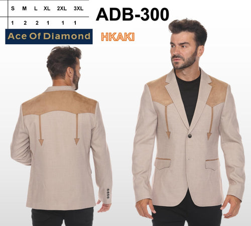 Men’s Khaki Western Blazer – Cowboy Sport Coat with Suede Yoke Detail