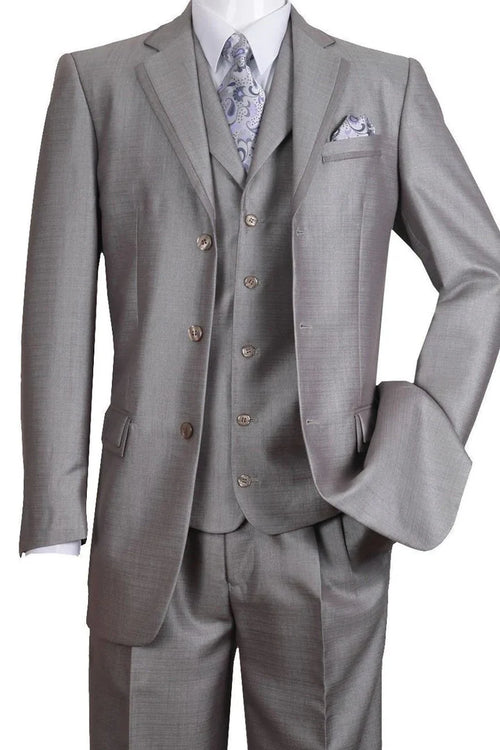 Men’s Light Gray 3-Piece Modern Fit Suit with Vest - Classic Formal Business and Wedding Attire by USA Men's Outlet