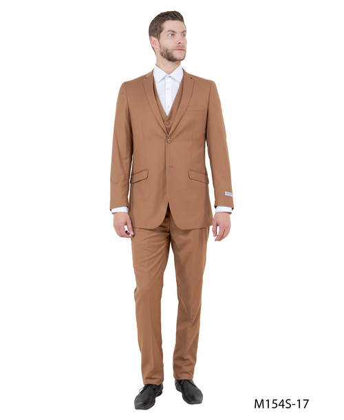 Mens Camel Brown Copper Western 3 Piece Suit β Classic Country Style Blazer Vest Pants Set, Formal Cowboy Suit Outfit