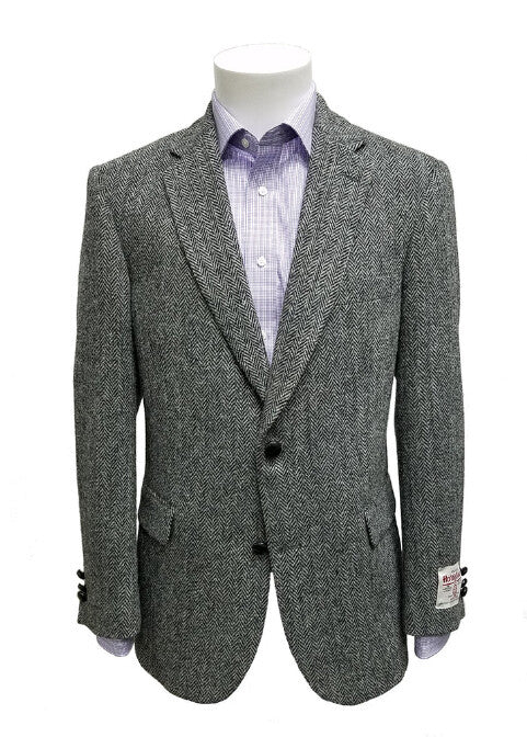 Men’s Grey Harris Tweed Blazer Jacket, Classic Herringbone Wool Sport Coat for Business Casual