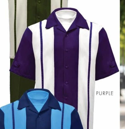 Men’s Purple and White Walking Suit – 2-Piece Short Sleeve Casual Leisure Outfit