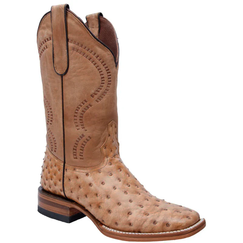 Mens White Diamond Boot Oryx Ostrich Print Boots Square Toe – SuitUSA