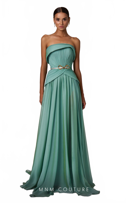 MNM Couture E0082 Beige Off-Shoulder Gown, Open Back