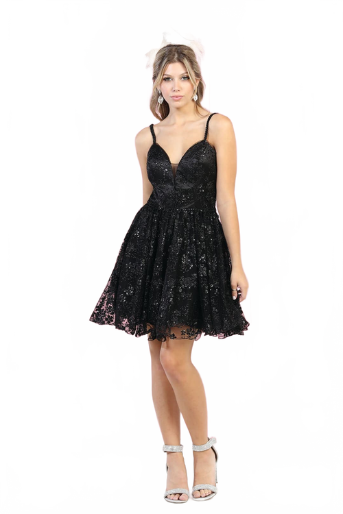 Short Spaghetti Strap Sequin Dress