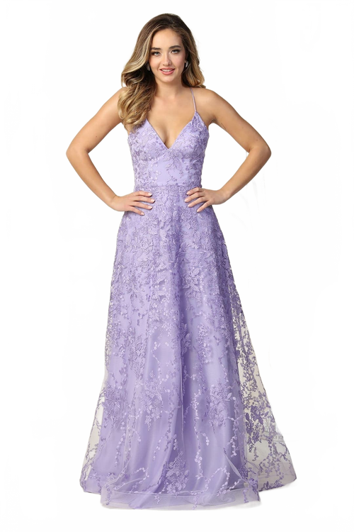 May Queen MQ1885 Floral Pattern Prom Dress