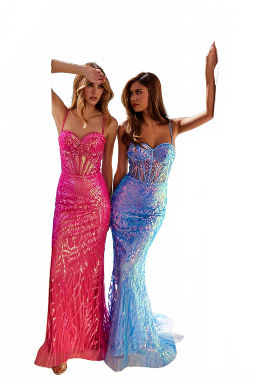 Sequin Print Sleeveless Gown by Juliet JT2886C