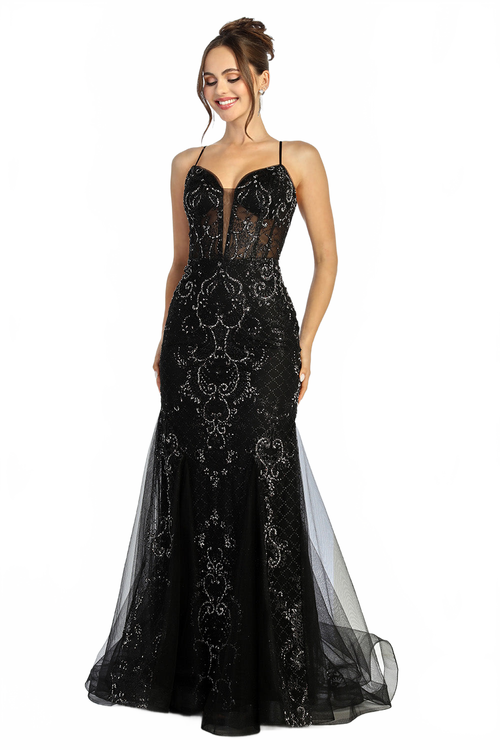 Adora Design 3255 Long Mermaid Beaded Corset Formal Prom Dress