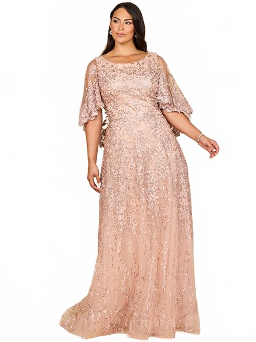 Lara 28881 - Cape Sleeve Mother's Gown