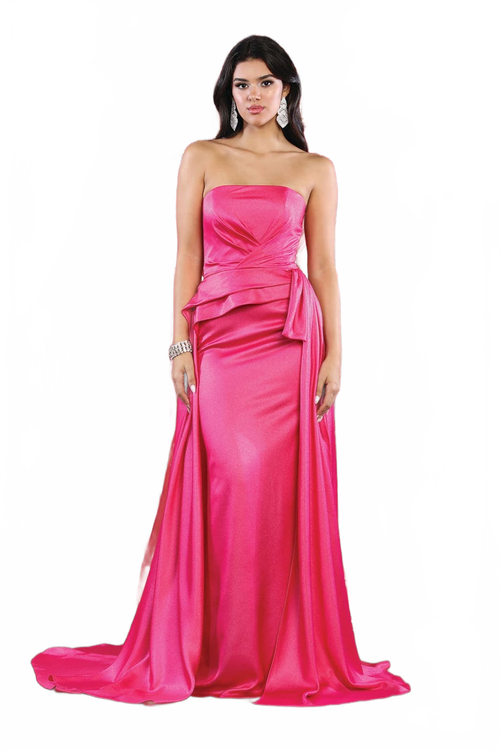 May Queen MQ1983 Strapless Ruched Sheath Evening Dress