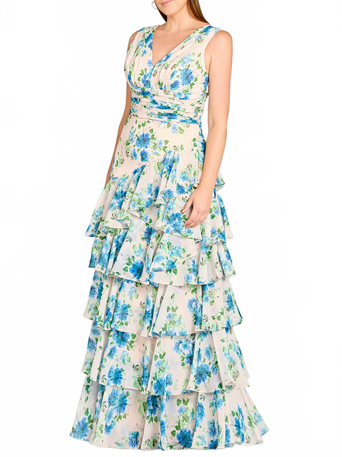 Lara 29249 Ruffle Skirt Print Wedding Guest Dress