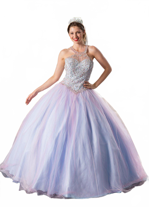 Two-Tone Beaded Halter QuinceaƱera Dress by Calla KY79398