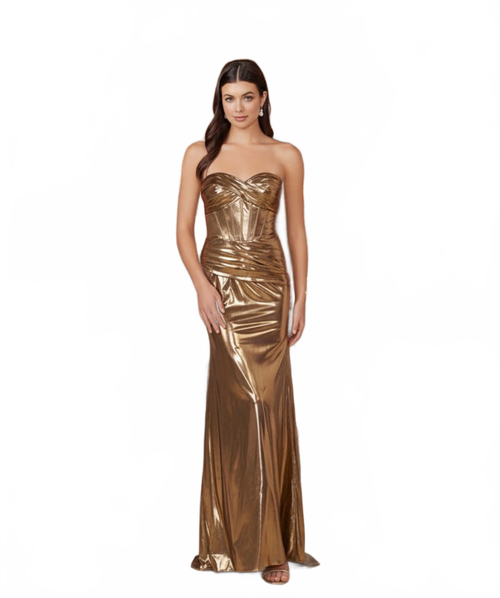 Nox Anabel T1499 Prom Formal Strapless Metallic Long Sheath Gown
