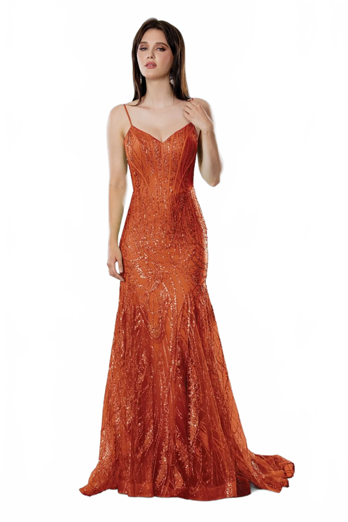 Orange Prom Dress Sequins Formal Evening Gown Stella Couture 25105