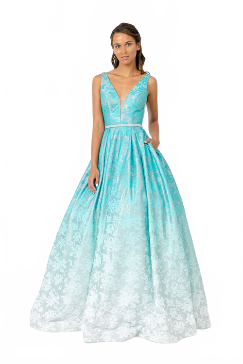 Ombre Jacquard Gown by Elizabeth KGL2897