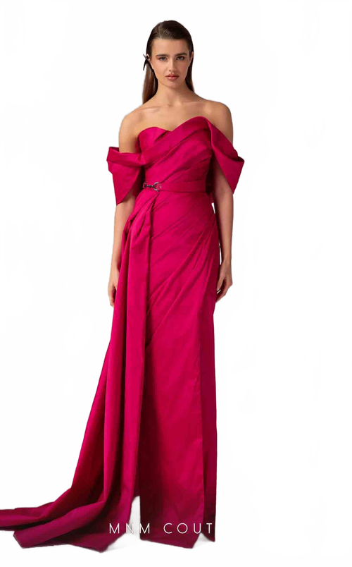 MNM Couture E0090 Pink Off-Shoulder Open Back Gown