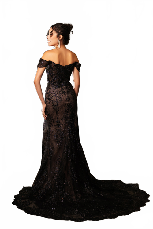 Black/Nude Quinceanera Mom Dresses Mother of the Quince Gowns by MQ2158