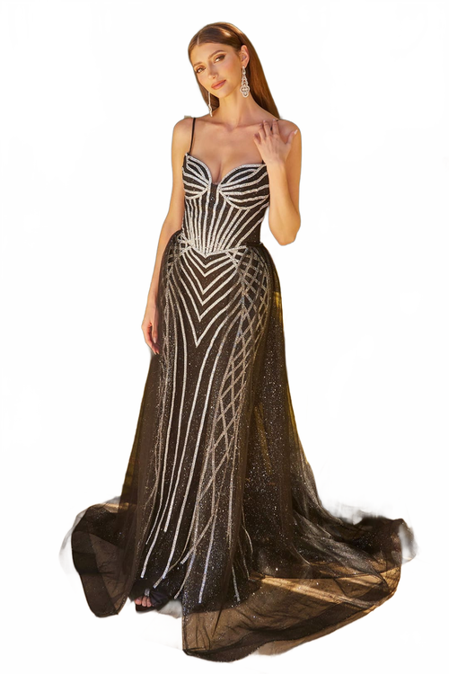 Black & Silver Prom Dress Sweetheart Evening Gown by GLS Gloria GL3587