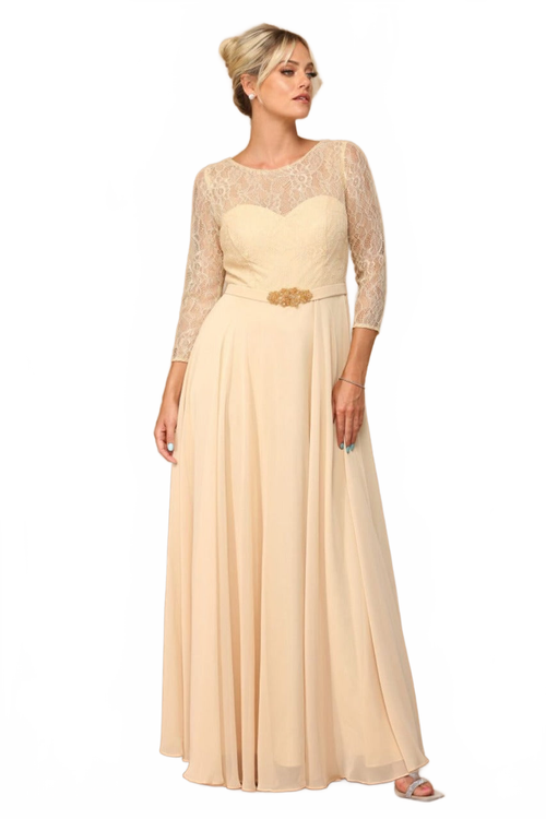 Eva USA 3227 A-Line Lace Detailed Mother of the Bride Gown