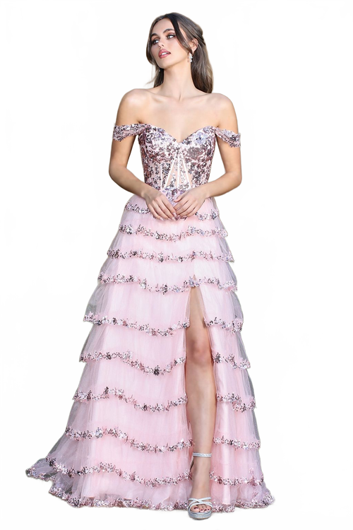 Adora Design 3213 Off Shoulder Sequin A Line Long Formal Prom Dress