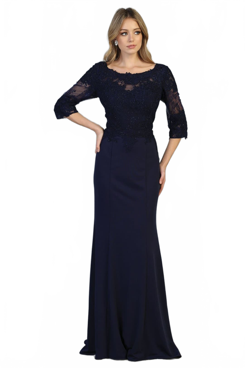 3/4 Sleeve Mother Of The Bride Dress Long Mermaid Gala Evening Gown