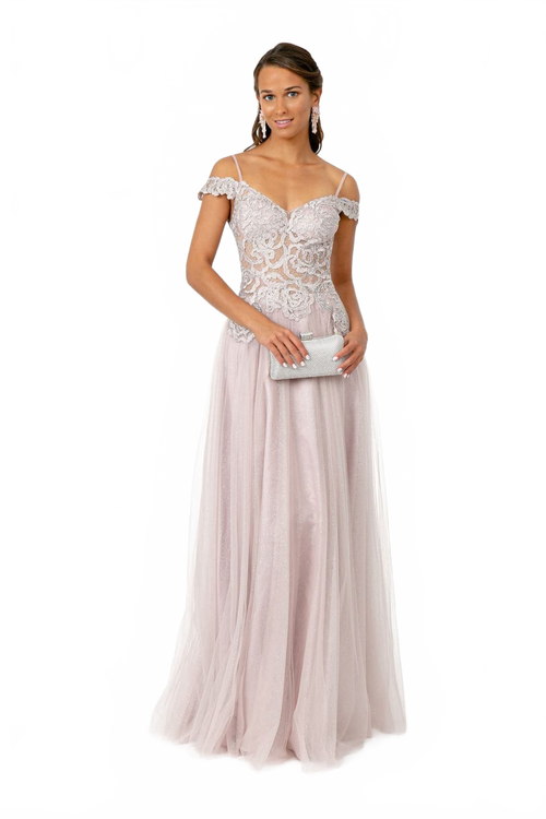 Cold Shoulder Mesh Evening Gown by Elizabeth KGL2953