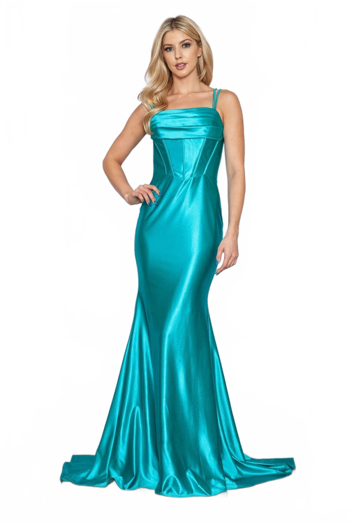 Poly USA 9258 Corset Bone Dual Spaghetti Straps Stretch Pageant Dress