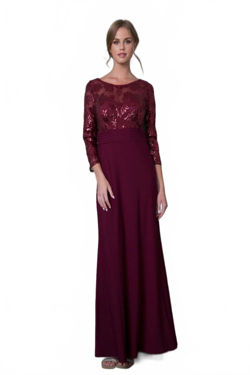 Eva USA 3453 Mother of the Bride Lace Long Formal Gown