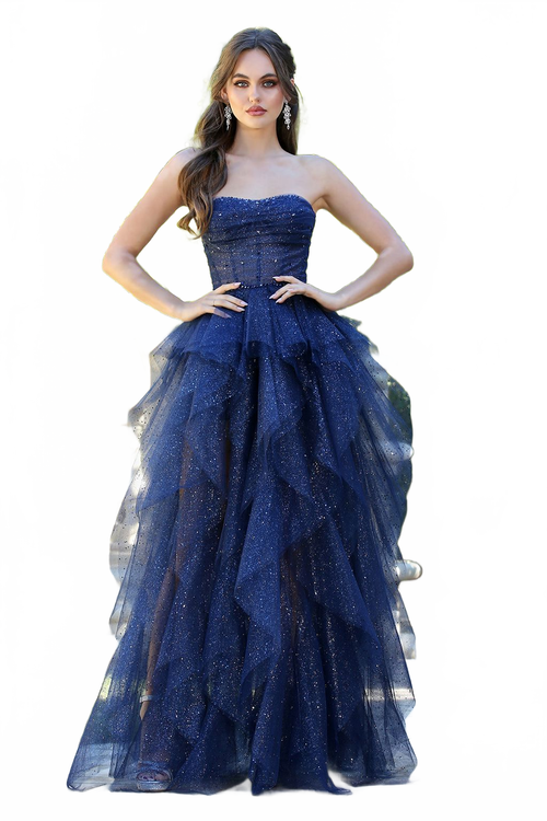 Adora Design 3210 Strapless Glitter Tulle Corset Prom Gown