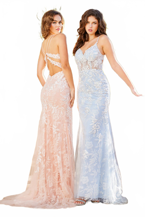 Adora Design 3084 Mermaid Floral Applique Fitted Long Prom Dress